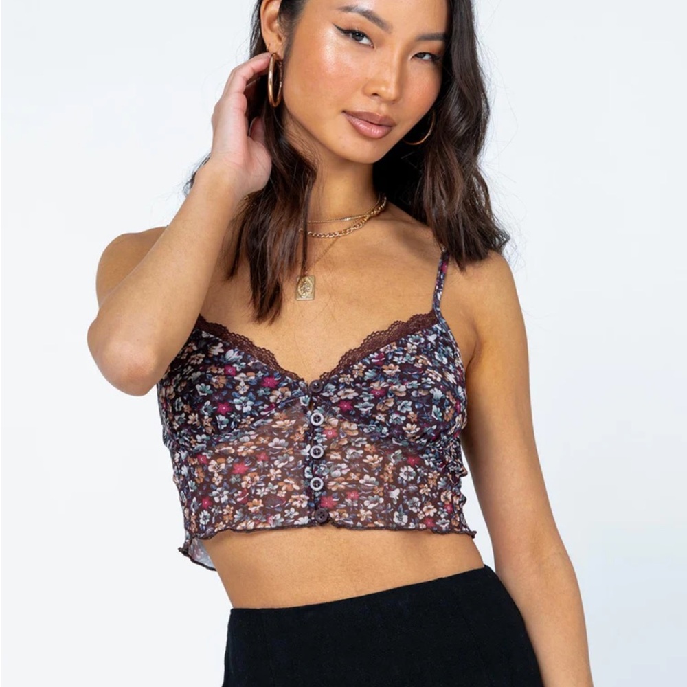 Princess Polly Brown Floral Top